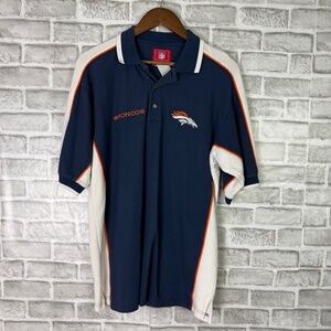 VTG Denver Broncos NFL Thick Cotton Collared Polo Shirt Mens Large
